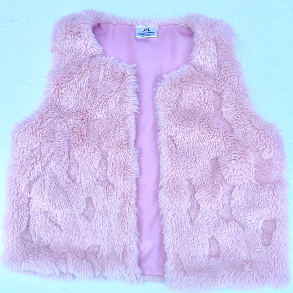 Sparkle in Pink Blush Faux Fur Vest 8/9 yrs old